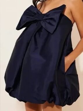 NWT BHLDN by Anthropologie navy taffeta bubble dress, M